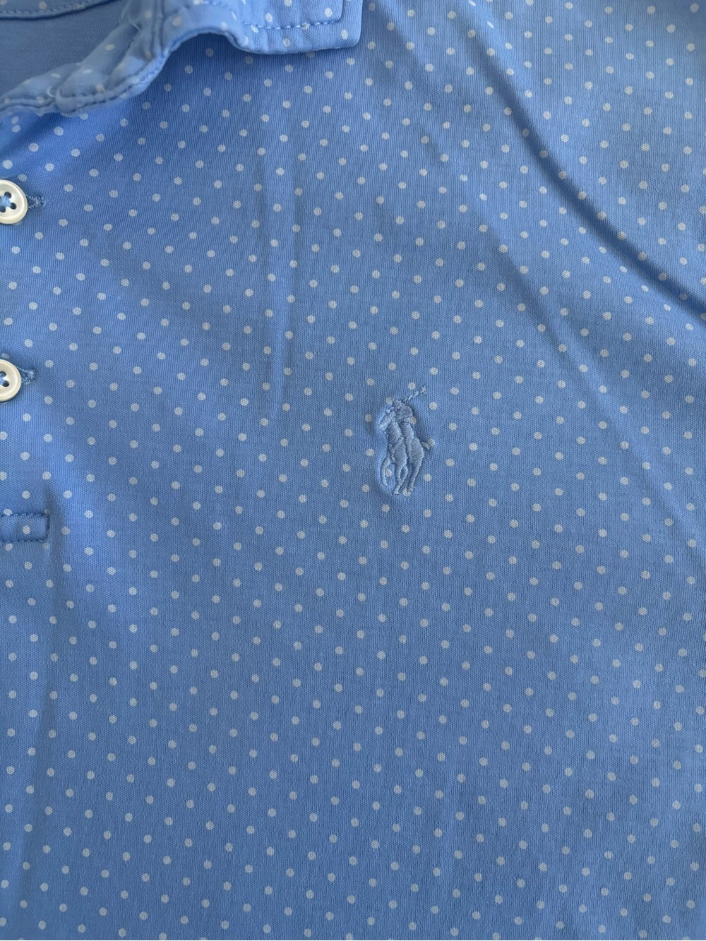 Polo Ralph Lauren Blue Polka Dot Classic Fit Polo Shirt 100% Cotton Men’s - Picture 3 of 7
